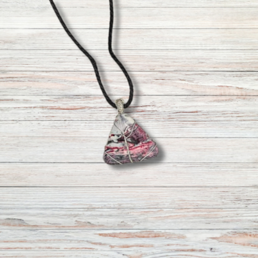 Waxed Cotton Cord Necklace with Wire-wrapped Clay Pendant