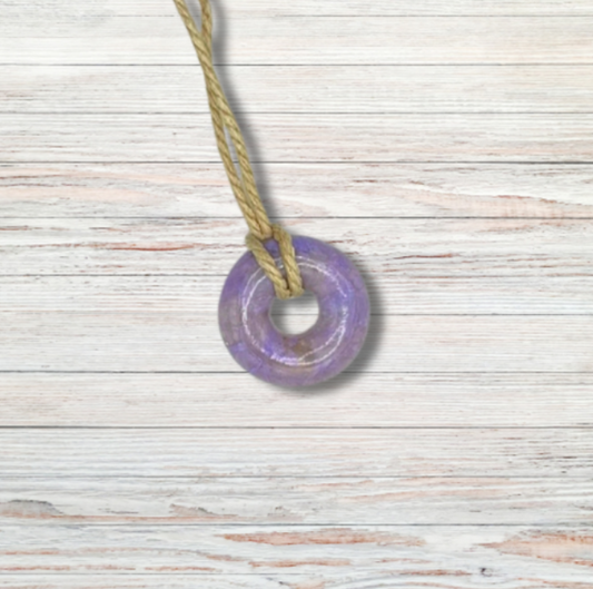 Lavender Ring-shaped Clay Pendant Necklace