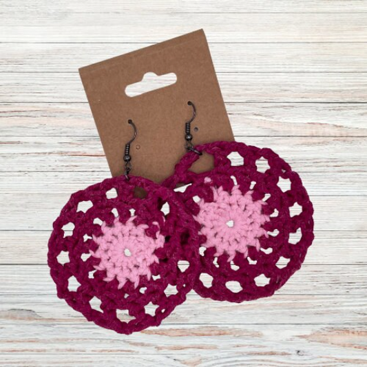 Crocheted Earrings - Cherry Mousse